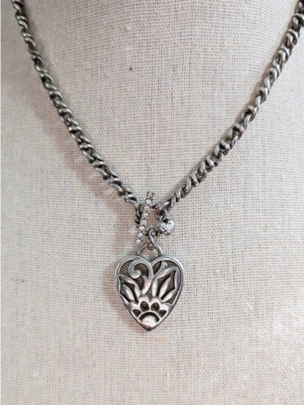 Brighton Silver Heart Paw Pendant Necklace